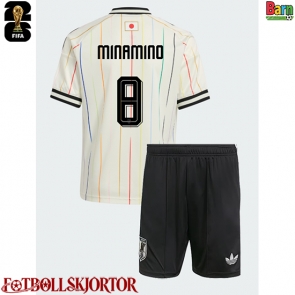 Japan Takumi Minamino #8 Borta Kläder Barn VM 2026 Kortärmad (+ Korta byxor)